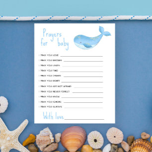 Papier Aquarelle bleu baleine - prières pour bébé