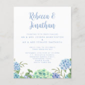Papier Aquarelle bleu budget Faire-part de mariage floral (Devant)