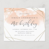 Papier Aquarelle bleu budget géométrique 21e anniversaire (Devant)