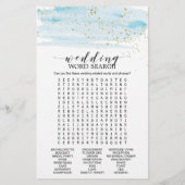 Papier Aquarelle Bleu et or Mariage Mot de recherche Jeu (Dos)