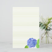 Papier Aquarelle bleu Hydrangea Fleur vert lin (Debout devant)