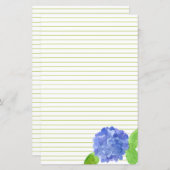 Papier Aquarelle bleu Hydrangea Fleur vert lin (Devant / Derrière)