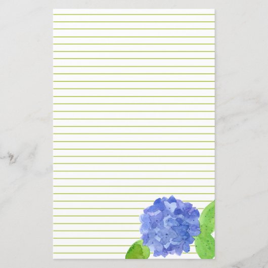 Papier Aquarelle bleu Hydrangea Fleur vert lin (Devant)