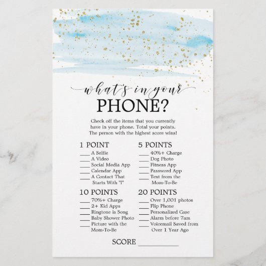 Papier Aquarelle Bleu & Or Devinez Le Bon Jeu De Prix (Dos)