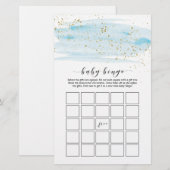 Papier Aquarelle Bleu & Or Étincelle Bingo Jeu (Devant / Derrière)