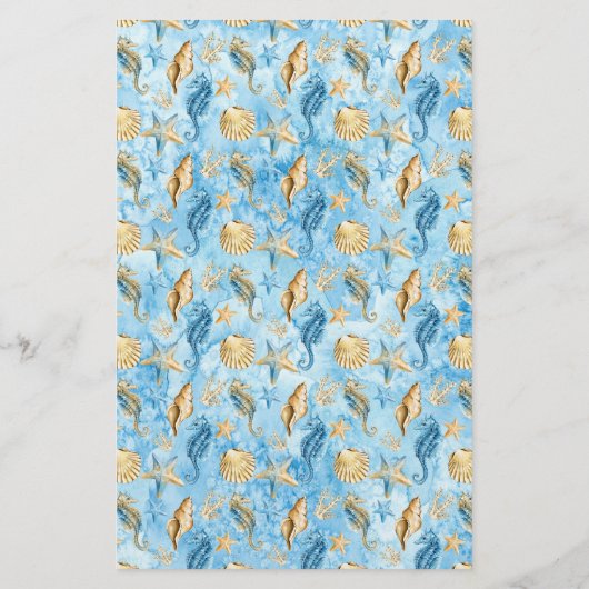 Papier Aquarelle bleu Sea Life Artisan Soap Wrap (Dos)