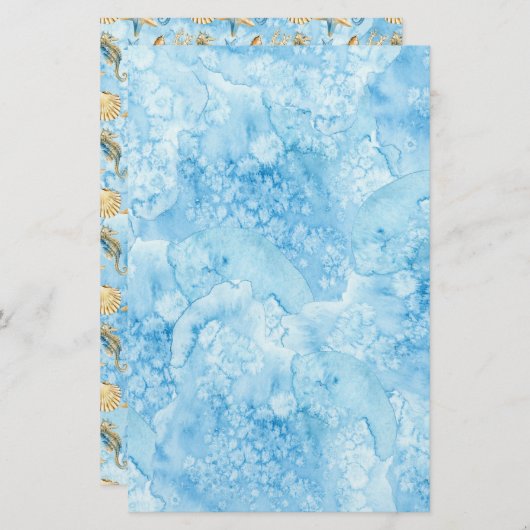 Papier Aquarelle bleu Sea Life Artisan Soap Wrap (Devant / Derrière)