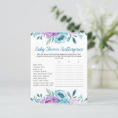 Papier Aquarelle bleue Baby shower floral (Debout devant)