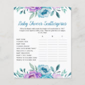 Papier Aquarelle bleue Baby shower floral (Devant)