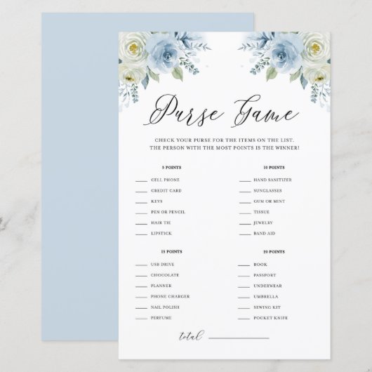 Papier Aquarelle bleue Floral Ce qui est dans votre jeu d (Devant / Derrière)