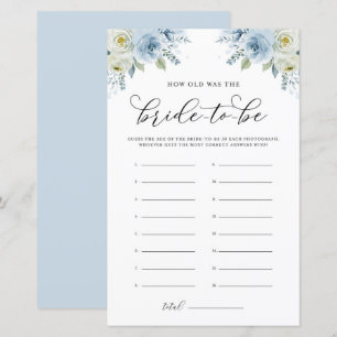 Papier Aquarelle bleue Floral Quel âge a été la mariée je