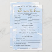 Papier Aquarelle bleue Or connaître le jeu Maman-to-be (Devant / Derrière)