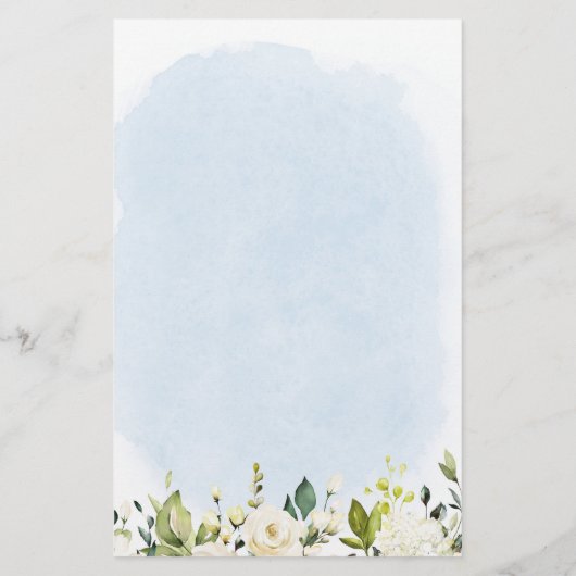 Papier Aquarelle Bleue Rose Blanche Jour de mariage Odeur (Dos)