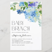 Papier Aquarelle Blue Hydrangea Baby Brunch Invitation (Devant)