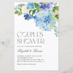 Papier Aquarelle Blue Hydrangea Couples Douche