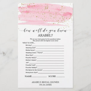 Papier Aquarelle Blush & Gold What's In Your Purse Game