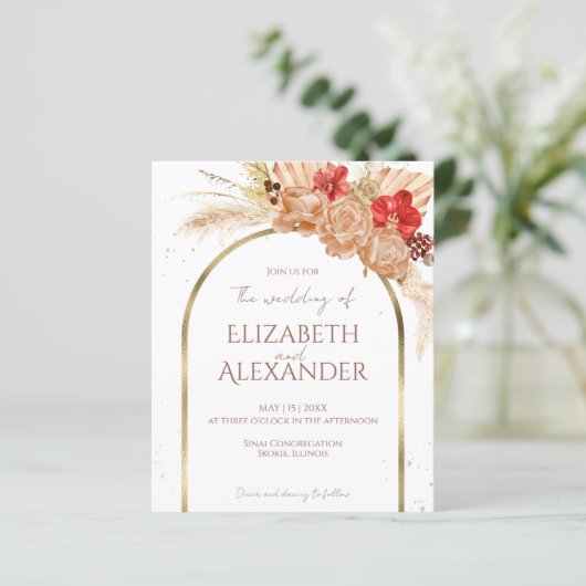 Papier Aquarelle Boho Floral | Invitations de mariage (Debout devant)