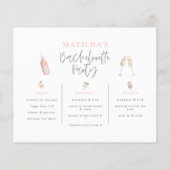 Papier aquarelle boisson rose girly bachelorette itinérai (Dos)