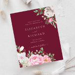 Papier Aquarelle Bourgogne Mariage Floral Enregistrer La<br><div class="desc">Un mariage élégant à budget floral Enregistrer la carte de date avec fleurs d'aquarelle rose avec calligraphie manuscrite moderne sur un arrière - plan rouge bordeaux.</div>