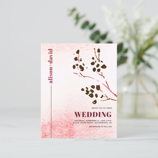 Papier Aquarelle, branche Japandi Code QR BUDGET mariage (Debout devant)