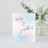 Papier Aquarelle Budget bleu rose QR Code Mariage Invitat (Debout devant)