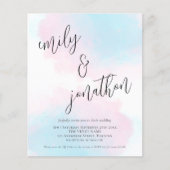 Papier Aquarelle Budget bleu rose QR Code Mariage Invitat (Devant)