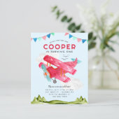 Papier Aquarelle Budget Ciel Nuages Avion rouge Anniversa (Debout devant)