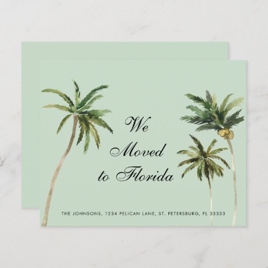 Papier Aquarelle Budget Palm Trees Déplacement Faire-part (Devant / Derrière)