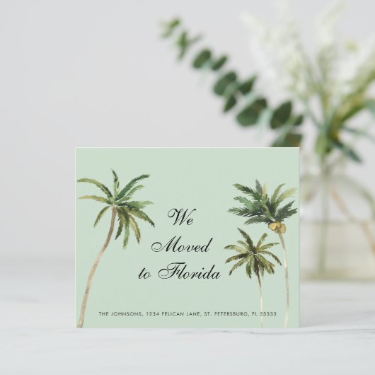 Papier Aquarelle Budget Palm Trees Déplacement Faire-part (Debout devant)