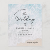 Papier Aquarelle Budget Sur La Plage Mariage Invitation (Devant)