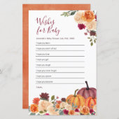 Papier Aquarelle Burnt Orange Citrouille Voeux pour bébé (Devant / Derrière)