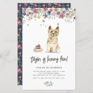 Papier Aquarelle Cairn Terrier Chien Invitation Anniversa
