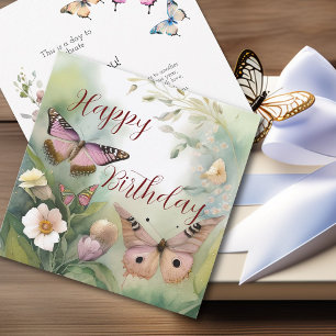 Papier aquarelle Carte d'anniversaire Papillon et