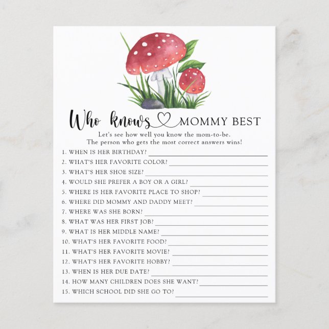 Papier Aquarelle Champignons Qui connaît maman la meilleu (Devant)