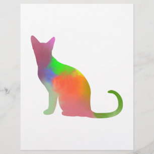 Papier Aquarelle Chat Silhouette