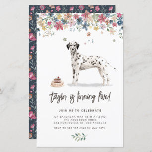 Papier Aquarelle Chien dalmate Invitation d'anniversaire