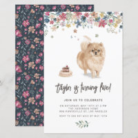 Aquarelle Chien Poméranien Invitation Anniversaire