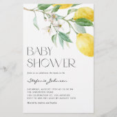 Papier Aquarelle Citron Baby shower d'été Invitation (Devant)