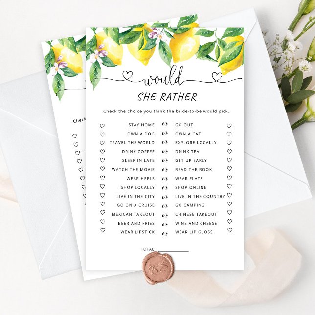 Papier Aquarelle citron Voudrait-elle plutôt le jeu nupti (Créateur téléchargé)