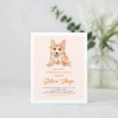 Papier Aquarelle Corgi Peach Invitation de fête d'anniver (Debout devant)
