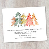 Papier Aquarelle de la forêt de pins Faire-part de déplac