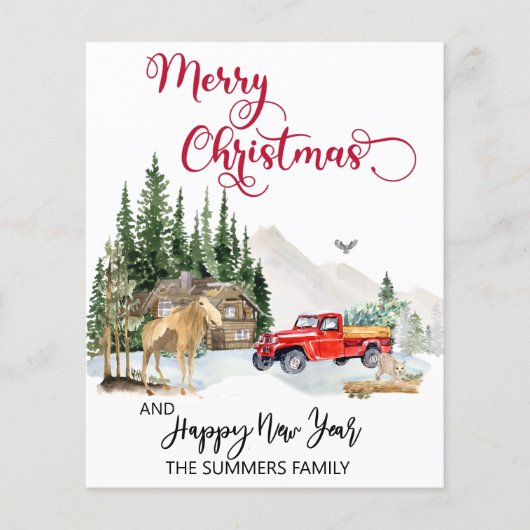 Papier Aquarelle de Noël Camion d'hiver Budget de l'orign (Devant)