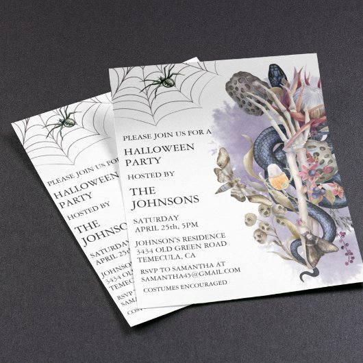 Papier Aquarelle de serpent floral d'Halloween