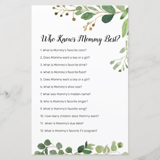 Papier Aquarelle de verdure florale qui connaît maman le (Devant)