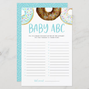 Papier Aquarelle Donuts Baby ABC Baby shower Jeu