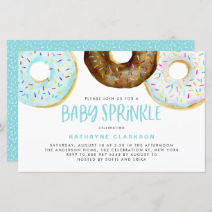 Papier Aquarelle Donuts Garçon Baby Sprinkle Invitation