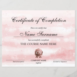 Papier Aquarelle du cours de certificat d'achèvement