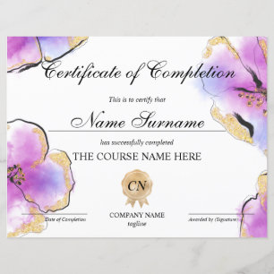 Papier Aquarelle du cours de certificat d'achèvement