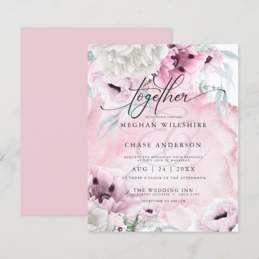 Papier Aquarelle Élégante Et Abordable Fleurs Roses (Devant / Derrière)