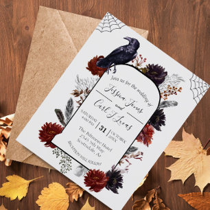 Papier Aquarelle Elégante Halloween Floral Boho Feather